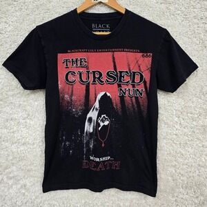 Blackcraft The Cursed Nun‎ T-Shirt Mens S Black Graphic Horror Tee *Small Hole